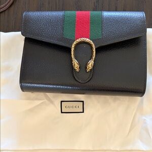 Gucci Black Clutch with Gold Snake Detail
